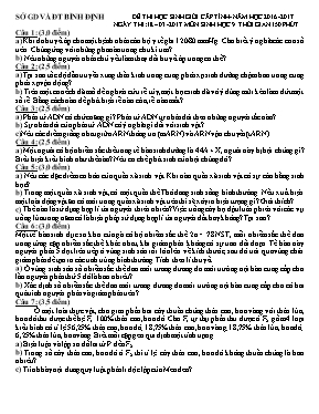 Đề thi học sinh giỏi cấp tỉnh Sinh học 9 - Năm học 2016-2017 - Sở GD & ĐT Bình Định